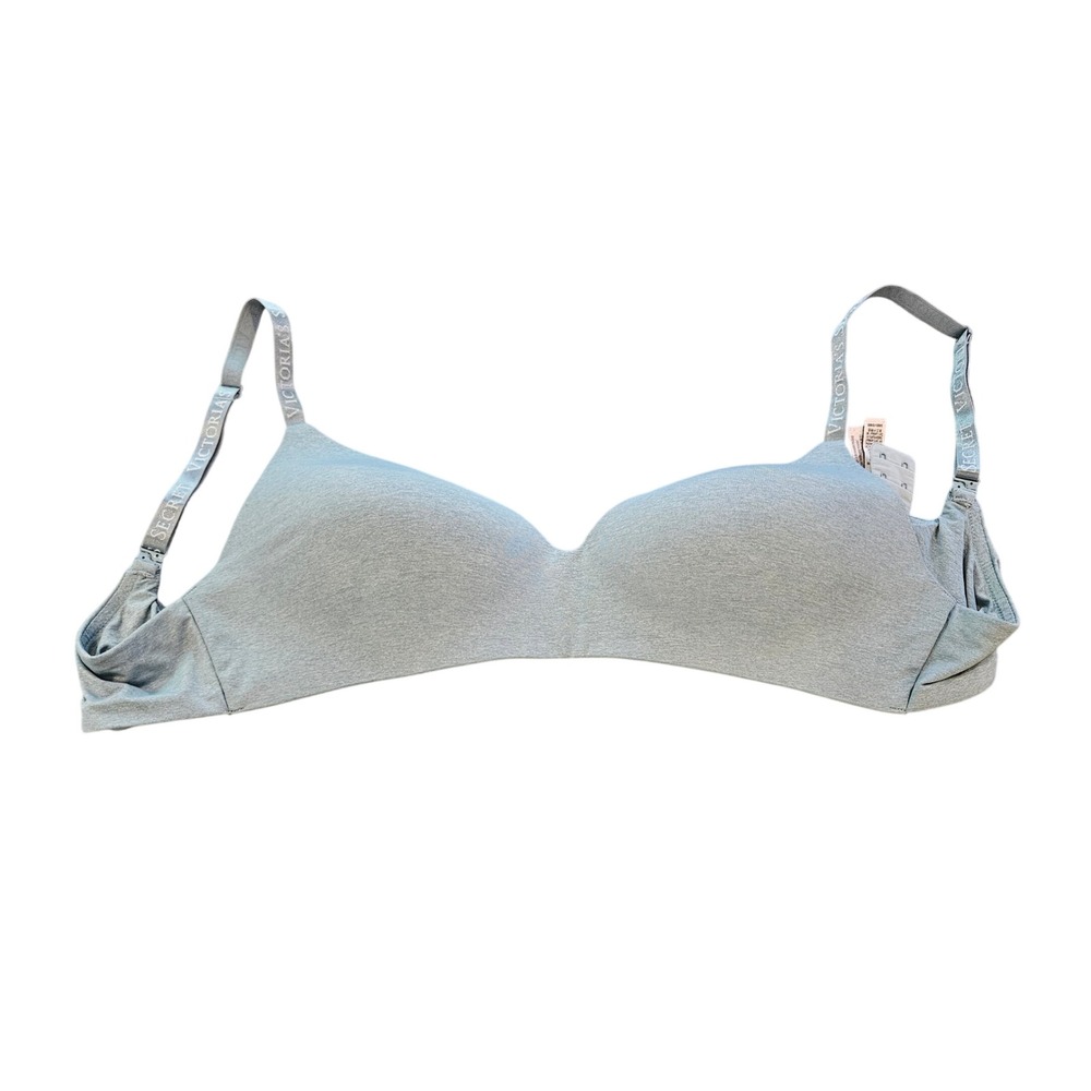 Victorias Secret Wireless Bra‎ Light Blue Logo Strap No-Wire 38D
